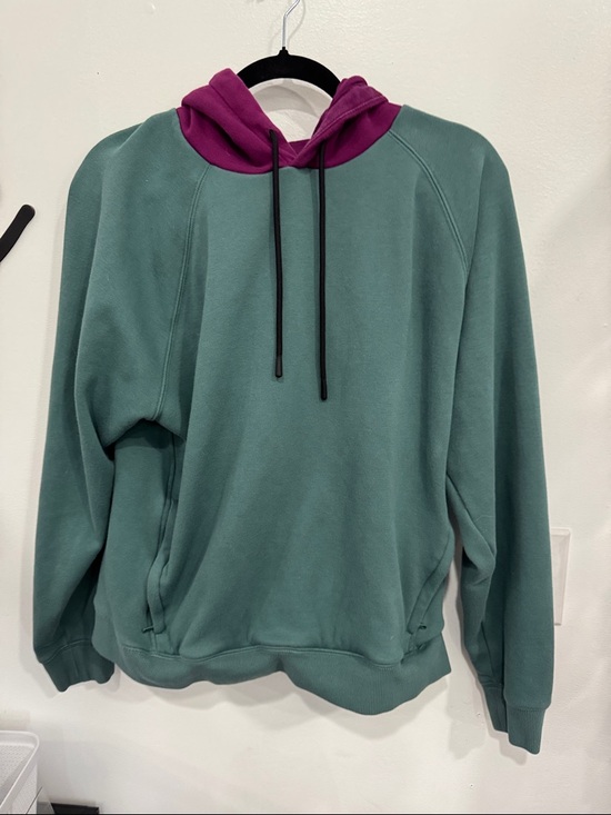 Fabletics Sweaters - Fabletics Green Pullover Sweatshirt with Magenta Hood